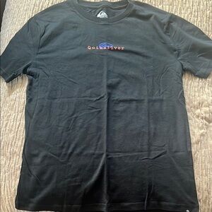 Quiksilver Black Short Sleeve Tee with Rainbow Graphic